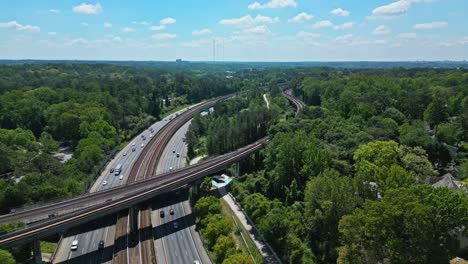 elevated railroad bridge over t