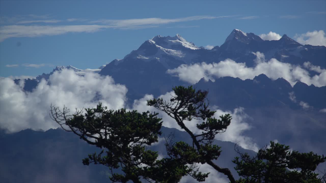 Day timelapse of cloud movement in Kanchenjunga Mountain Range in Eastern Nepal