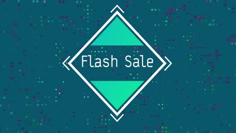 Animation-of-flash-sale-over-square-and-green-background-with-green-and-purple-dots