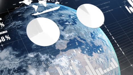 animation of statistics processing over globe