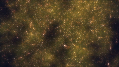 a yellow and black background with many small stars