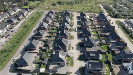 aerial of beautiful suburban neighborhood