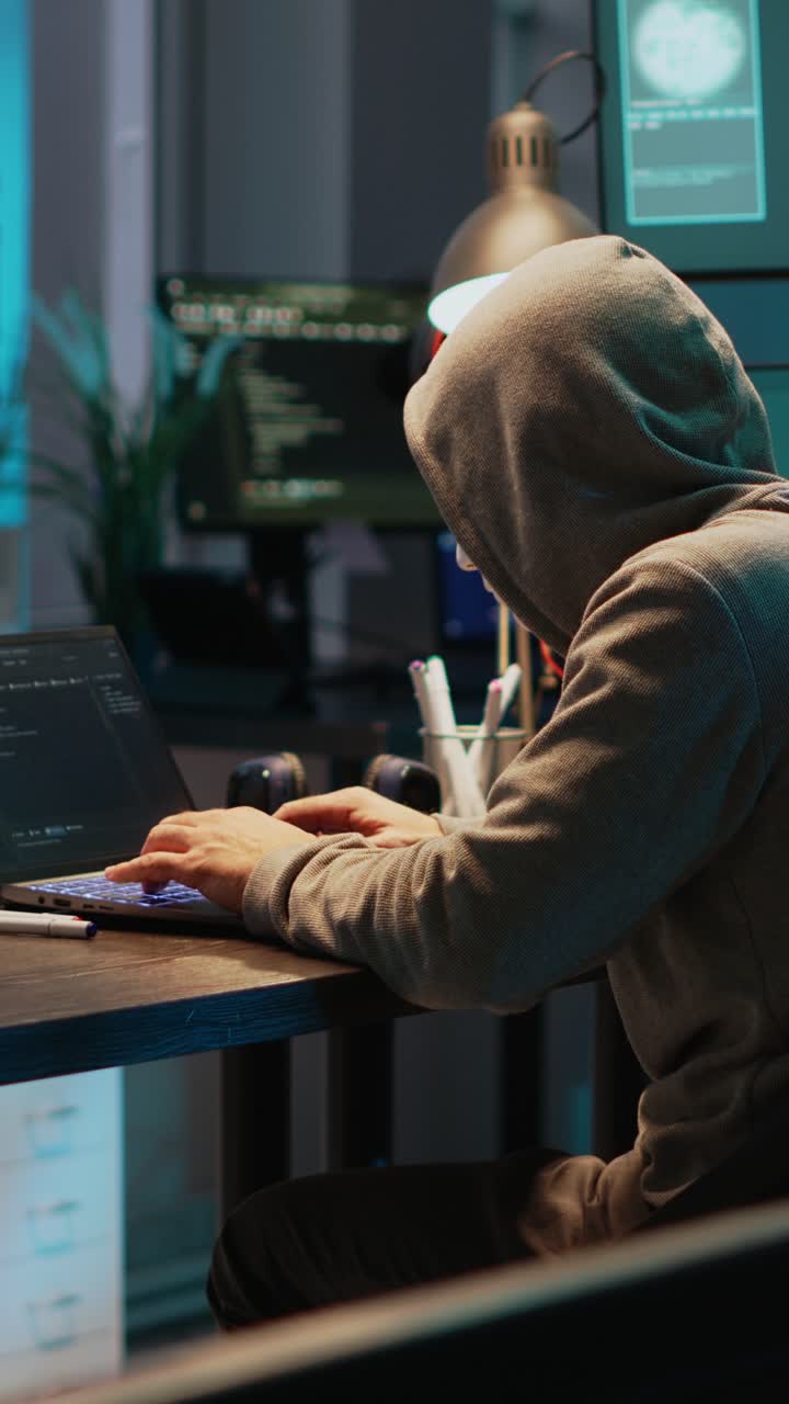 Vertical video: Cyber impostor with anonymous mask breaking security system