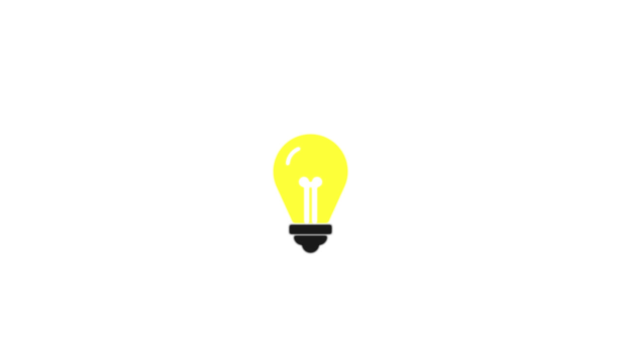Lampadina animata che si accende e si spegne su sfondo bianco