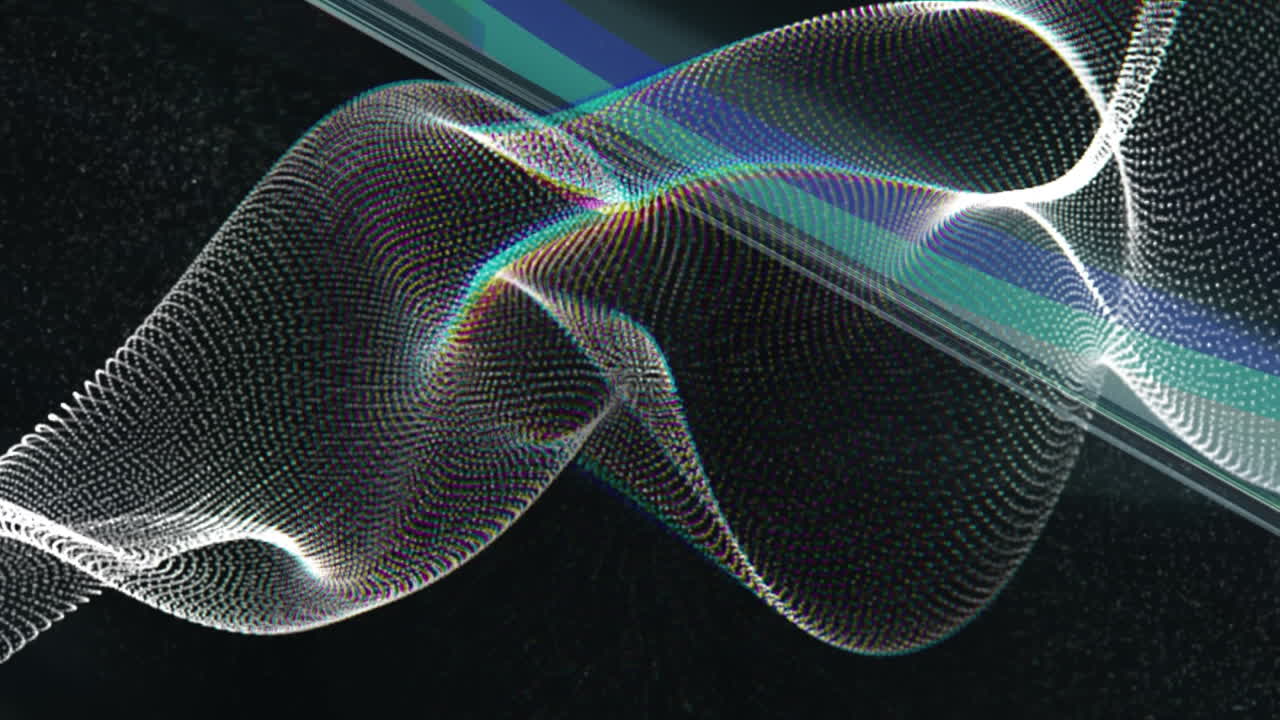 Animation of white spots and cube on black background