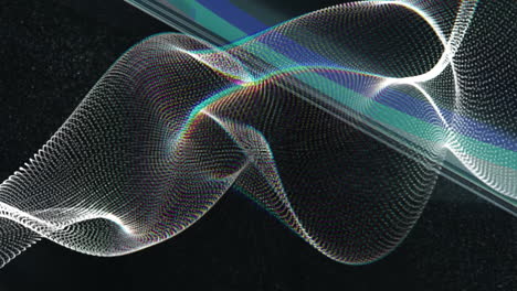 animation of white spots and cube on black background