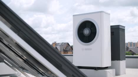 hvac heating, ventilation and air conditioning systems. heat pump on the roof