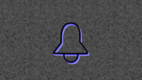 animación del icono de la campana de neón sobre un fondo texturizado