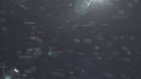 Animation of mathematical drawings and formulas over lights on dark background