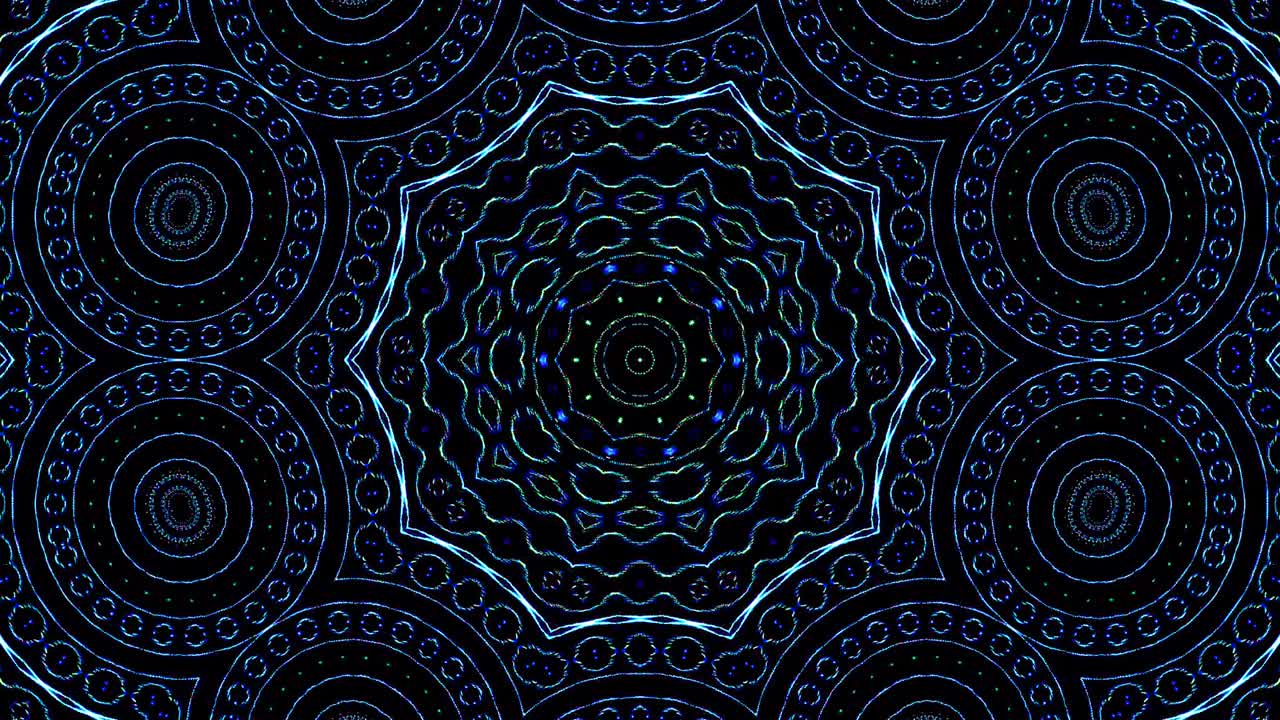 círculo sin costuras. 4k, luz brillante que arregla movimientos sutiles de color azul con ondas de puntos