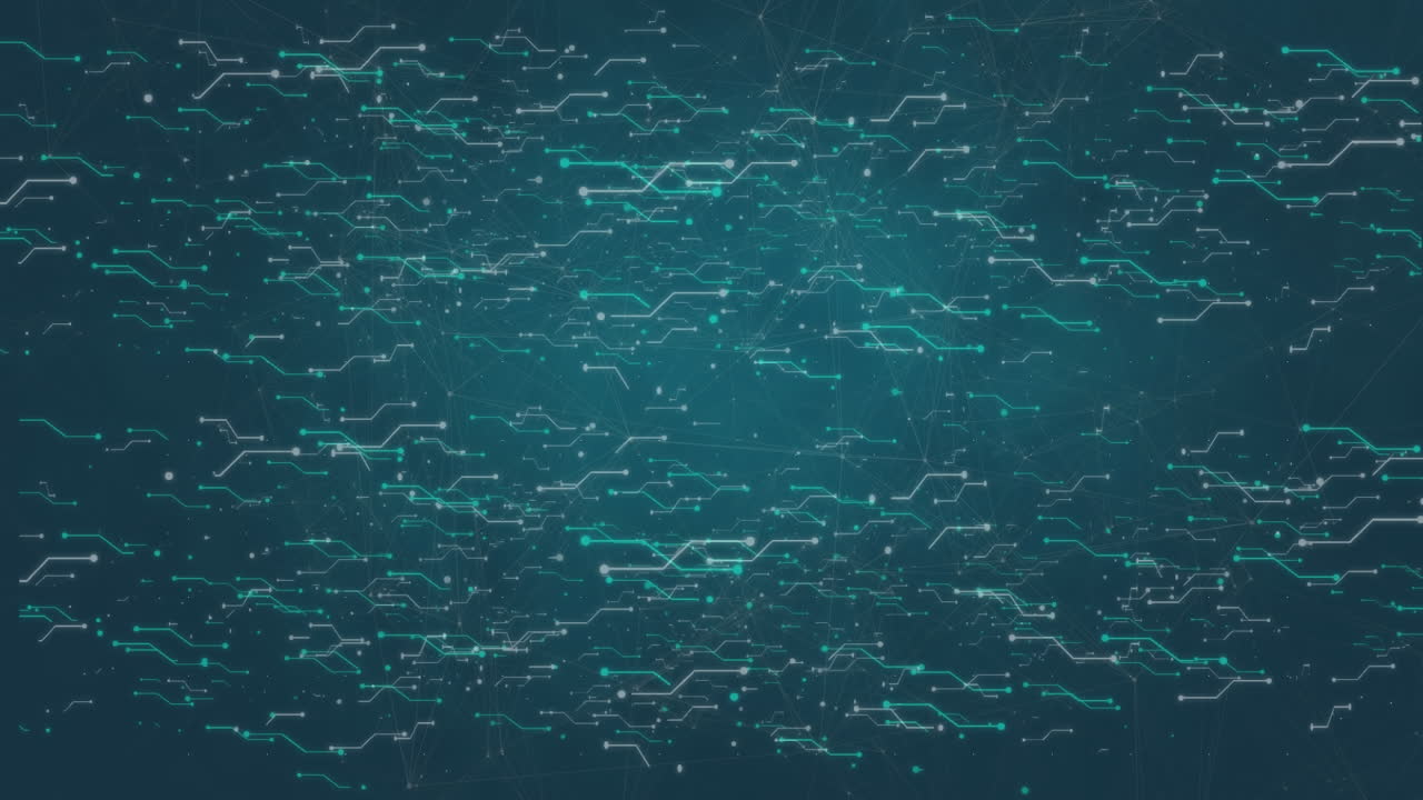 Network of computer connections on blue background