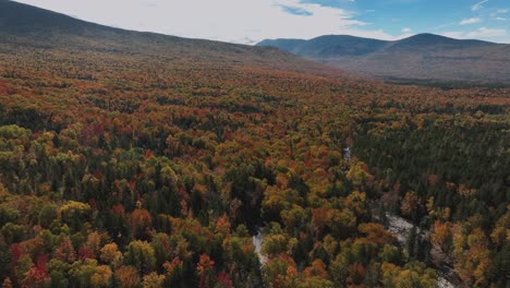 impressive fall colors over state parks in killington mountains in vermont, usa