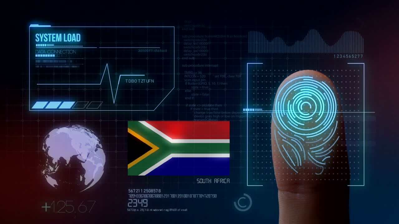 Finger Print Biometric Scanning Identification System. South Africa Nationality