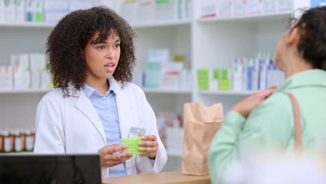 Concerned-pharmacist-assisting-an-upset