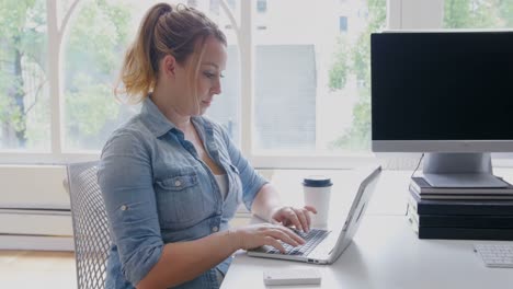 mujer de negocios trabajando en una computadora portátil 4k