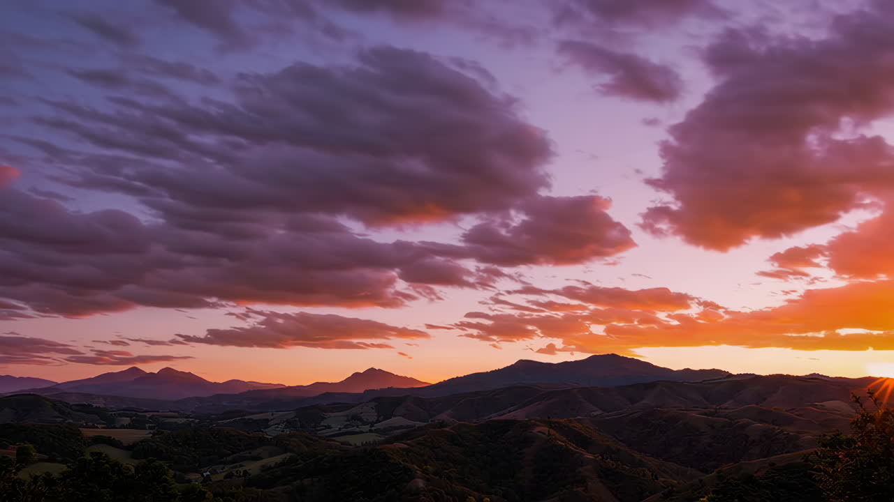 Colorful Sunset over Mountains