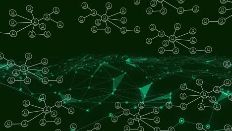 animation of network of connections with people icons over glowing links