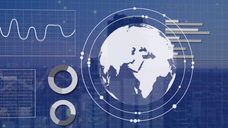 Animation-of-globe-and-data-processing-over-cityscape