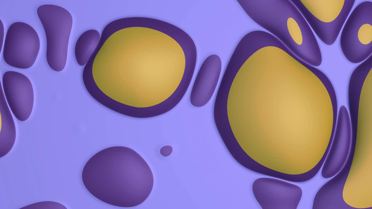 Abstract background with many different shapes that devide and collect endlessly on colorful backdrop, seamless loop. Stock animation. Process of cell devision.