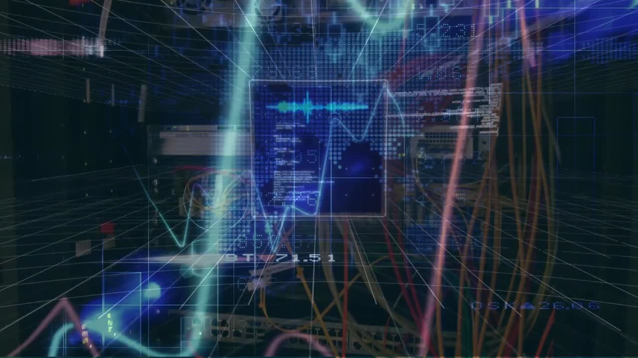 animaciones del procesamiento de datos financieros sobre un fondo oscuro