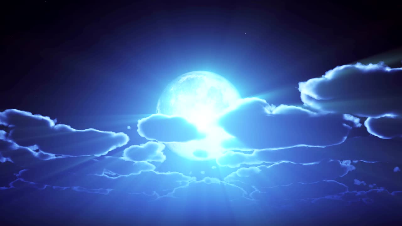 nubes en el cielo nocturno de luna llena 4k