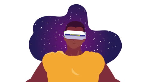 virtual reality tech animation with afro user