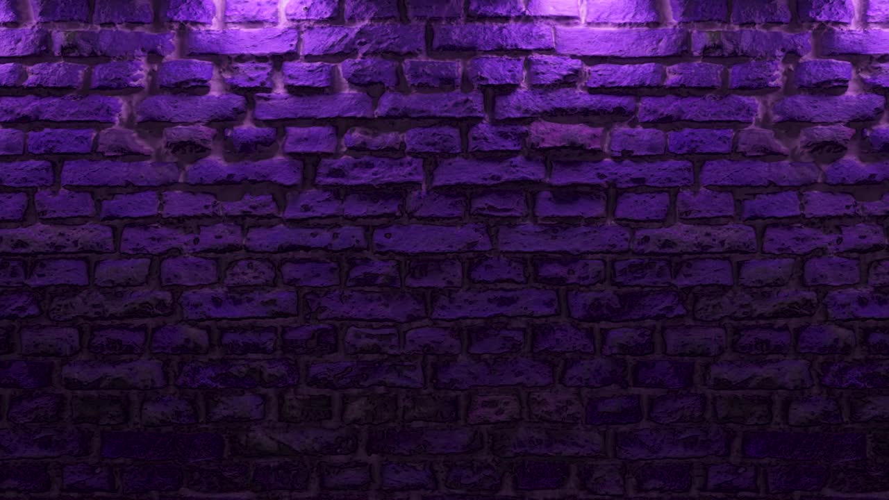 fondo de pared de ladrillo iluminado púrpura