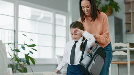Mother,-child-and-backpack-for-school-at-home