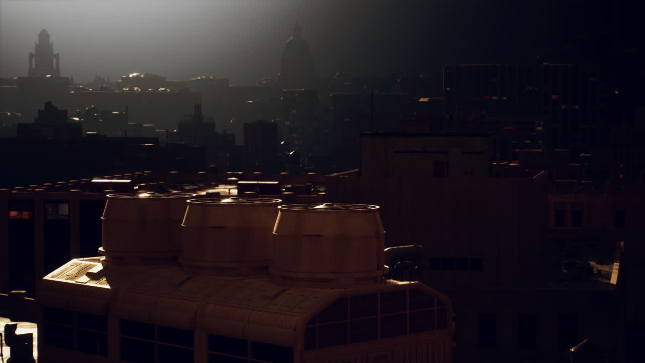 밤에는 어고 모래로 된 도시 풍경