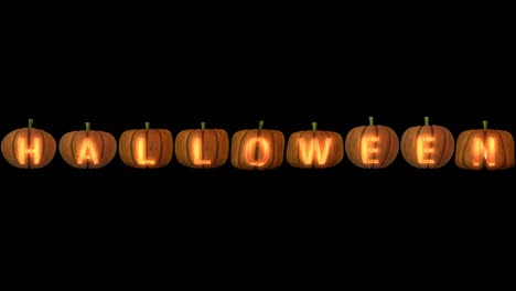 carved pumpkin letters  forming the text halloween