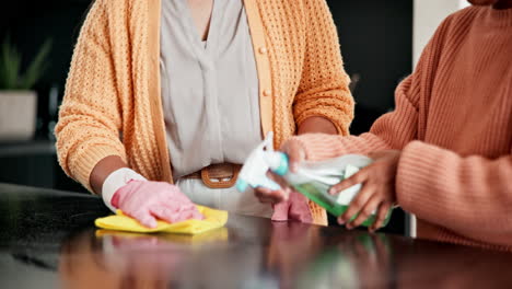 hands, family or child cleaning house