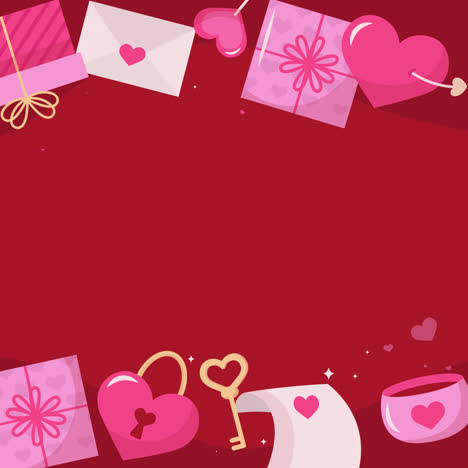 valentine's day background with gifts, letters, and hearts