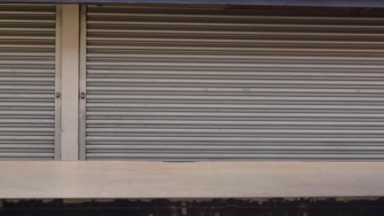View of row locked shutters on secure storage building