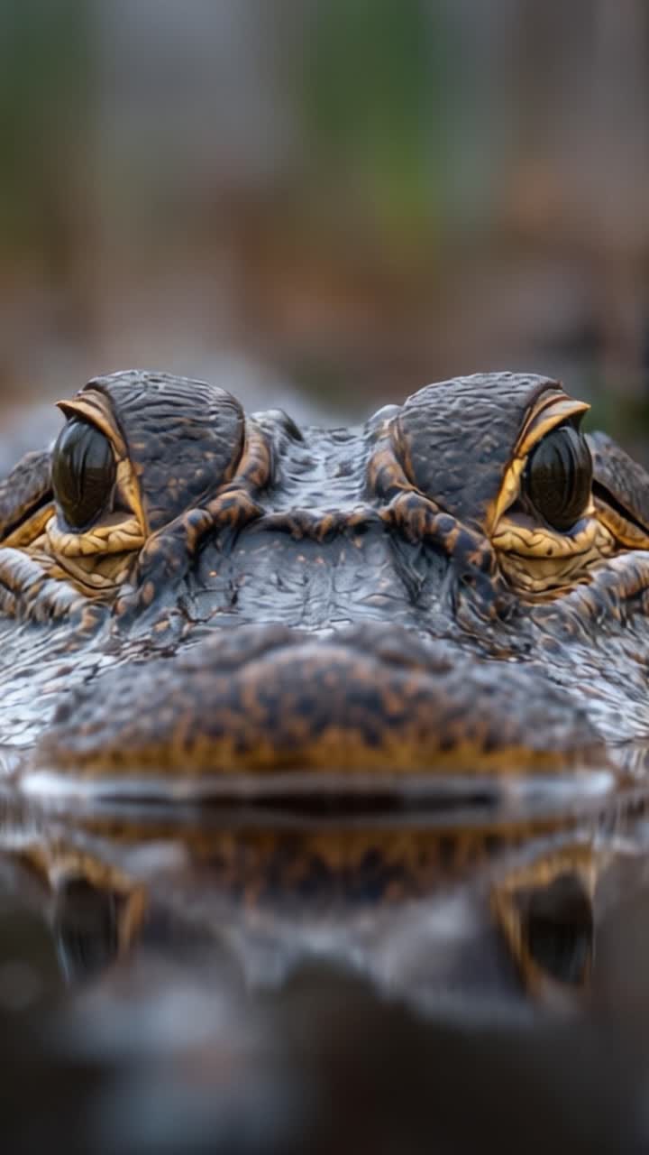 Un'esplorazione ravvicinata di un affascinante coccodrillo: gli occhi intriganti e la texture di un coccodrillo mentre scivola nel suo habitat acquatico.