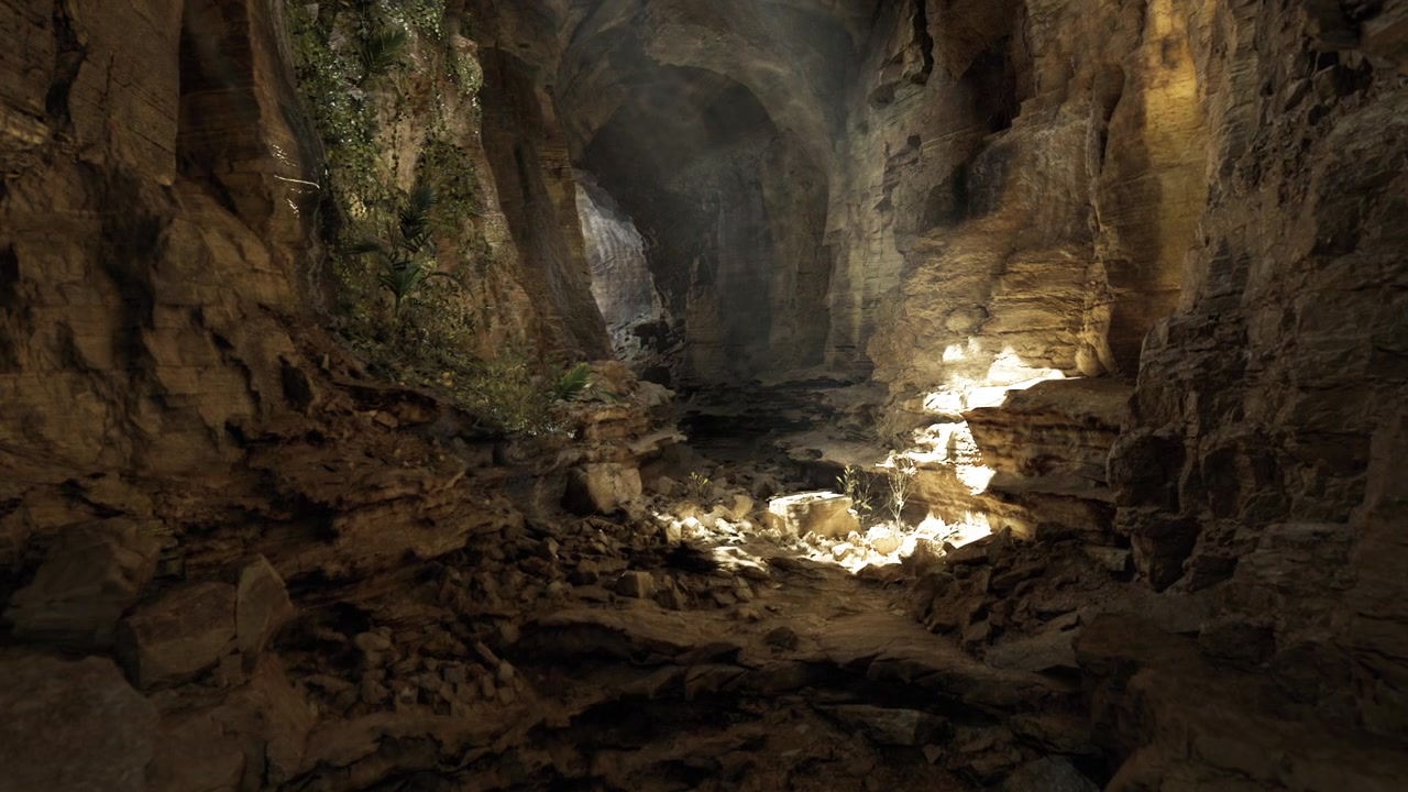Serene hidden sanctuary peaceful cave with gentle illumination