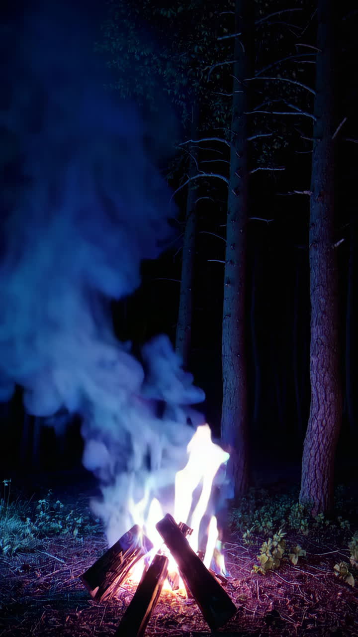 Mystical Night Campfire in the Forest