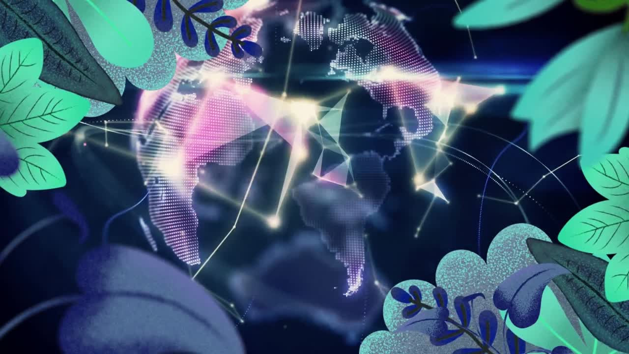 animación del globo sobre plantas exóticas