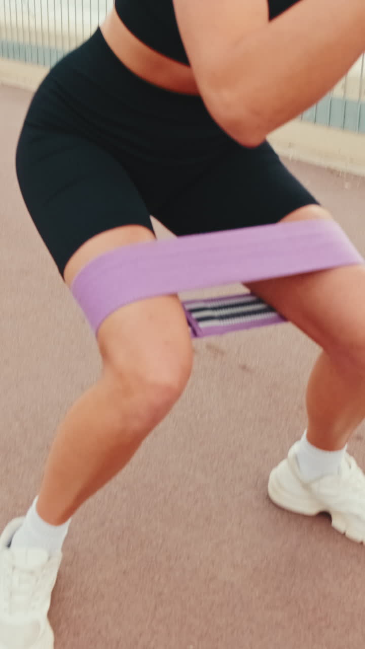 Woman Doing Squats with Resistance Band