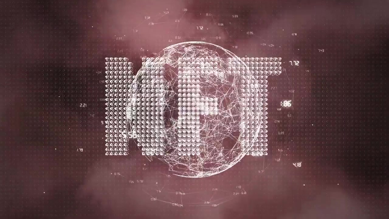 Animation of data processing over globe and nft text