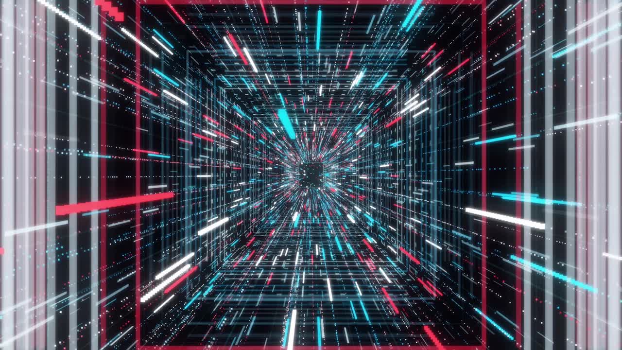 Abstract Glowing Digital Tunnel