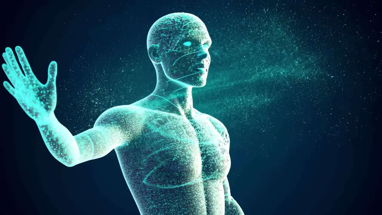 Exploring the intersection of technology and humanity through a digital representation of human form and connection