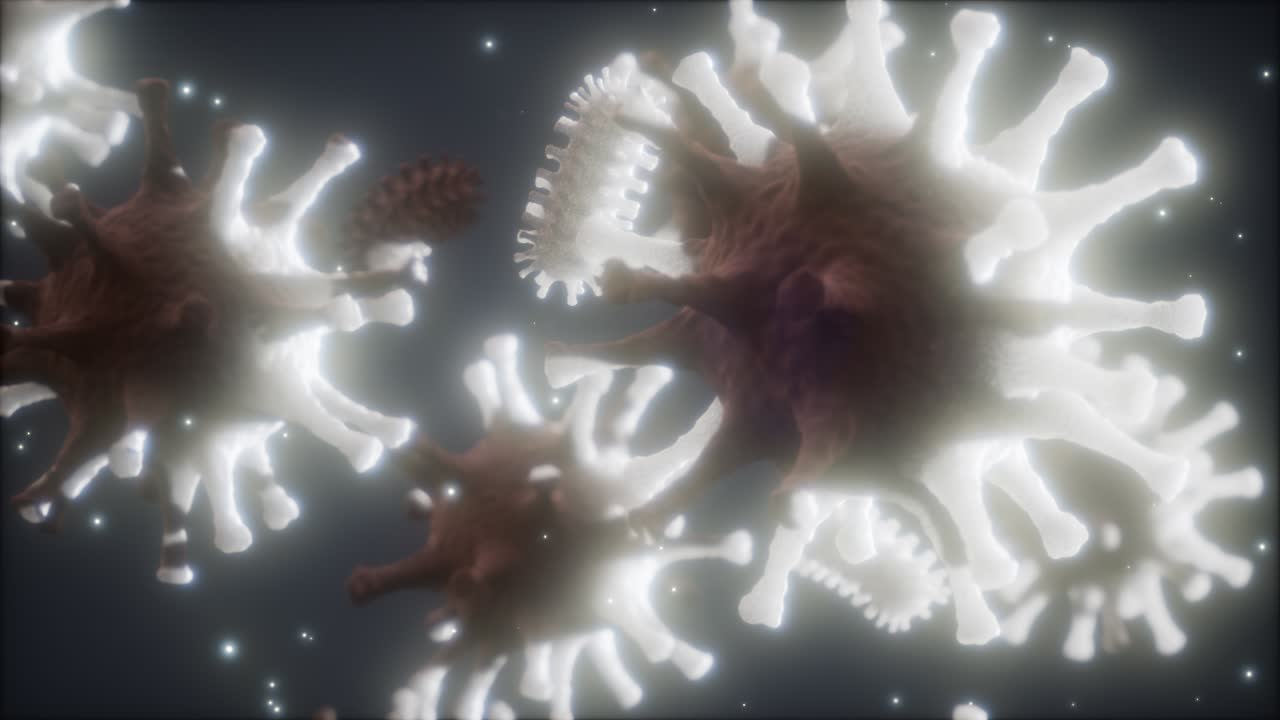 Bacteria virus or germs microorganism cells under microscope with depth