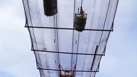 construction site crane with safety net