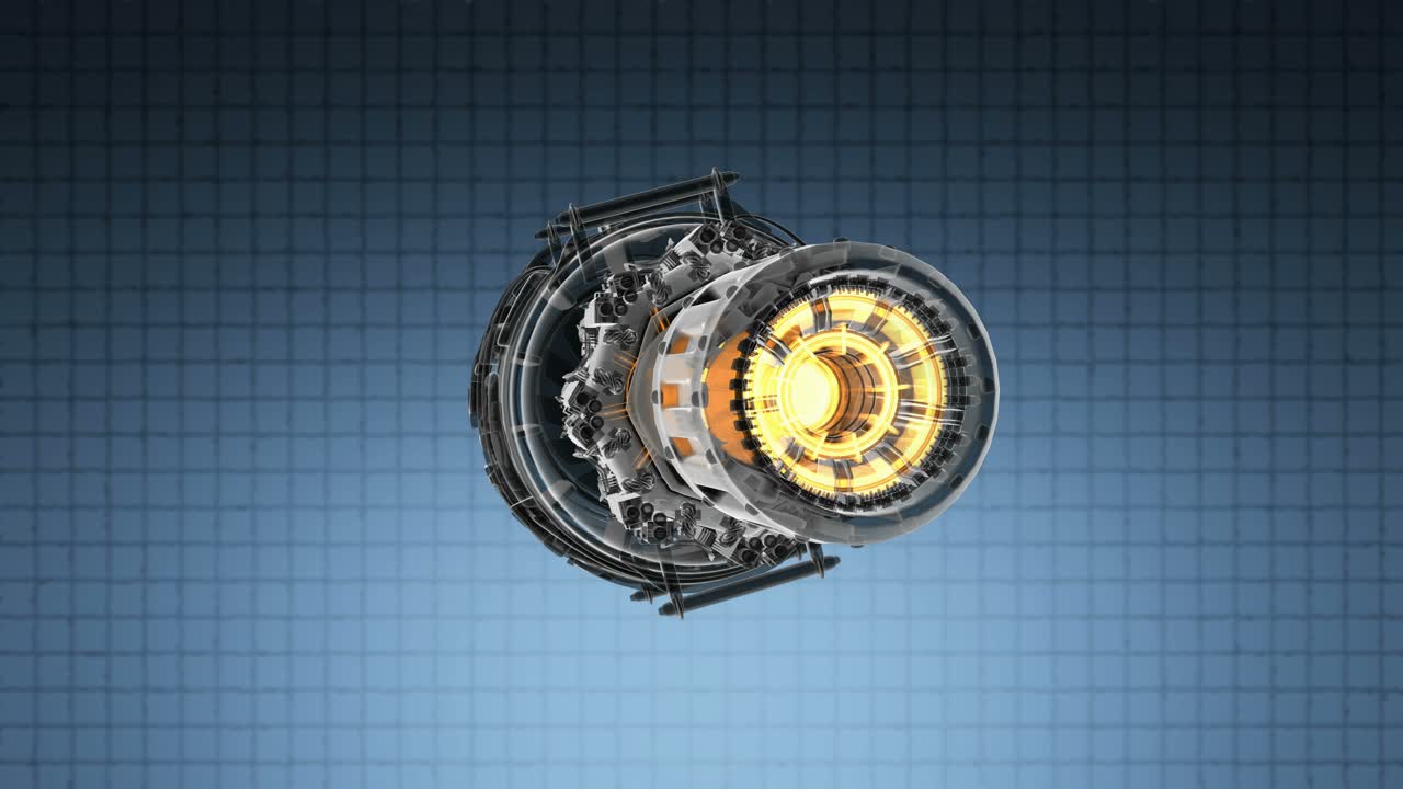 la turbina del motor a reacción de giro en bucle