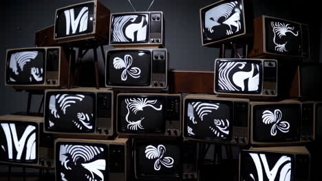 vintage tvs with abstract patterns