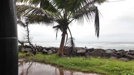 sri lanka rainy season wet weather flood puddle near indian ocean tropical landscape