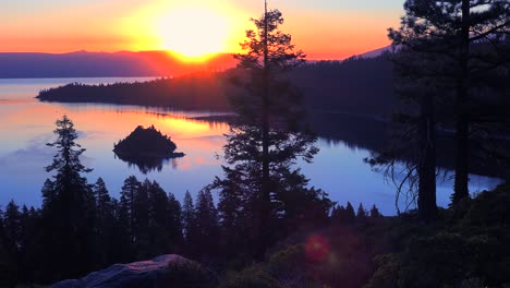 a beautiful sunrise establishing shot of emerald bay at lake tahoe 1