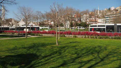 istanbul tram station in a park