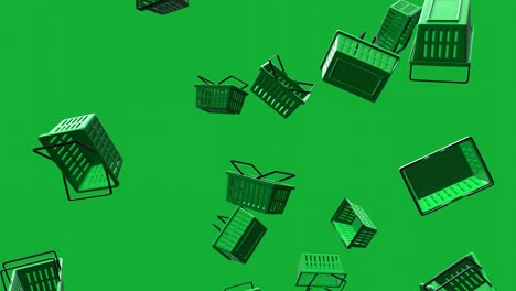 cestas de plástico verdes sobre un fondo verde.