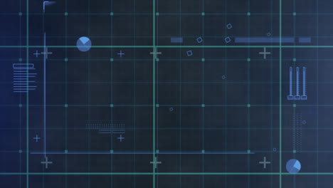 animation of statistics recording over markers and grid in background